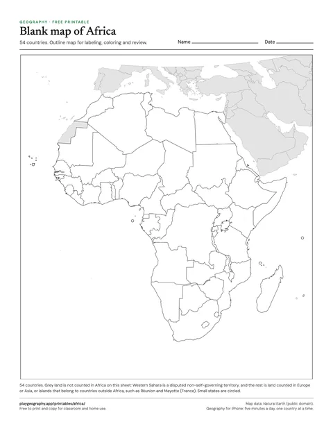 Preview of the Blank map of Africa sheet