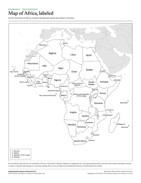 Preview of the Map of Africa, labeled sheet
