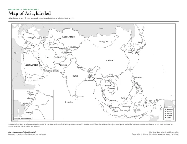 Preview of the Map of Asia, labeled sheet