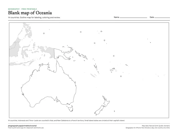 Preview of the Blank map of Oceania sheet