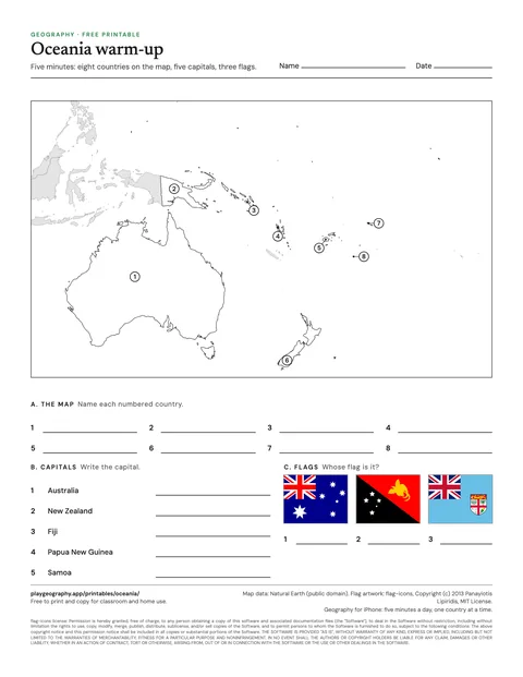 Preview of the Oceania five minute warm-up sheet