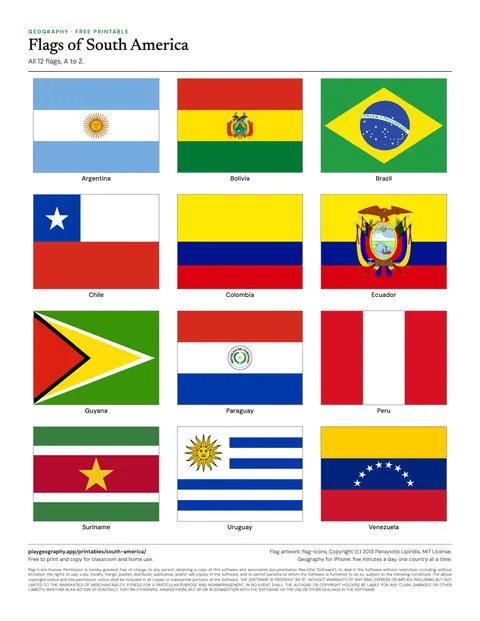 Preview of the Flags of South America sheet